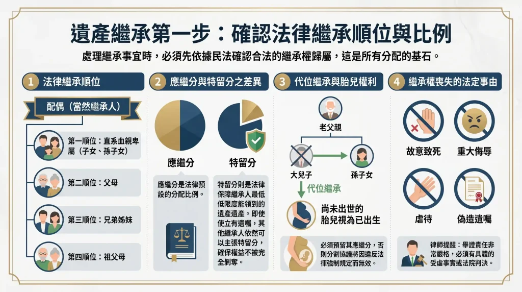 遺產繼承的第一步：確認法律繼承順位與比例